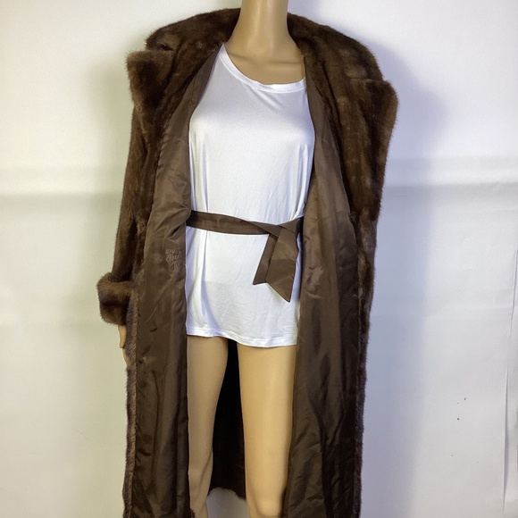 Luxurious Dasco Dark Mahogany Brown mink Full Length Fur Coat Sz 12 - Picture 10 of 14